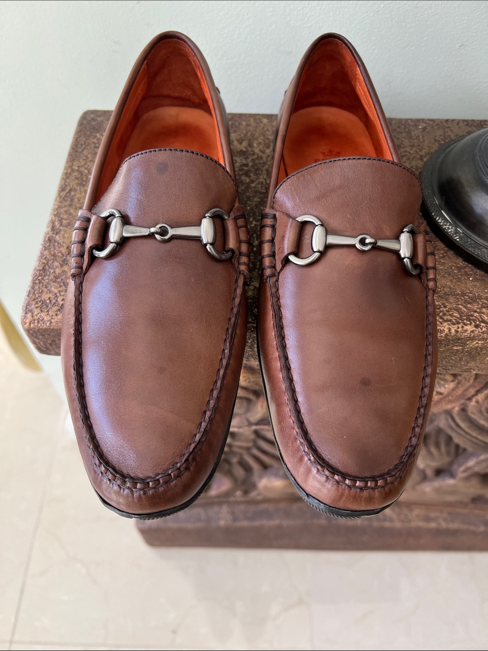 Peter Millar Chestnut Leather horse Bit loafers Slip-Ons - Picture 2 of 11